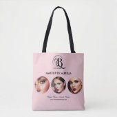 Rosa Schrift-Logo Foto-Make-up Tasche (Vorderseite)