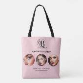 Rosa Schrift-Logo Foto-Make-up Tasche (Rückseite)