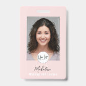Rosa Schrift-Logo Foto-Makeup Ausweis (Vorderseite)