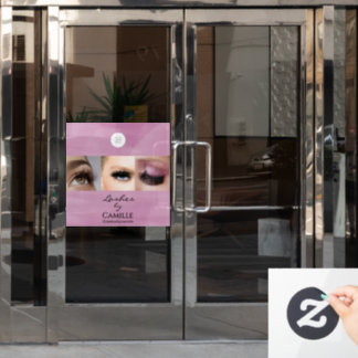 Rosa Schrift Logo Foto Makeup Studio Fenster Fensteraufkleber