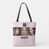 Rosa Schrift-Logo Foto Makeup Studio Fenster Tasche (Rückseite)