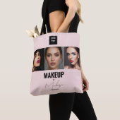 Rosa Schrift-Logo Foto Makeup Studio Fenster Tasche (Von Nahem)