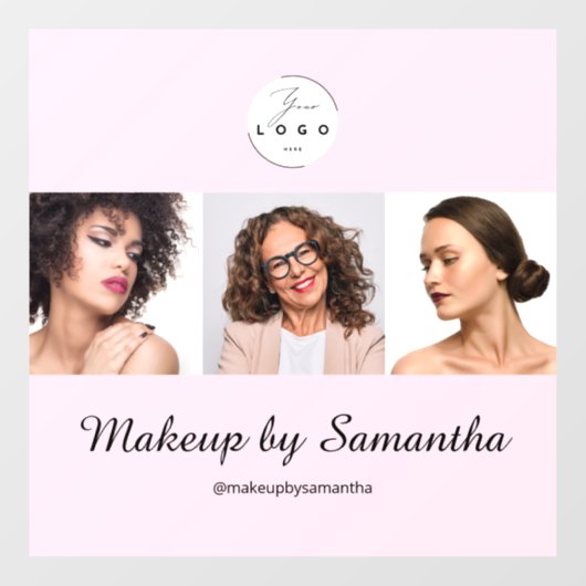 Rosa Schrift-Logo-Foto-Makeup-Studio Fensteraufkleber (Blatt)