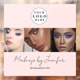 Rosa Schrift-Logo Foto Makeup Studio Fensteraufkleber