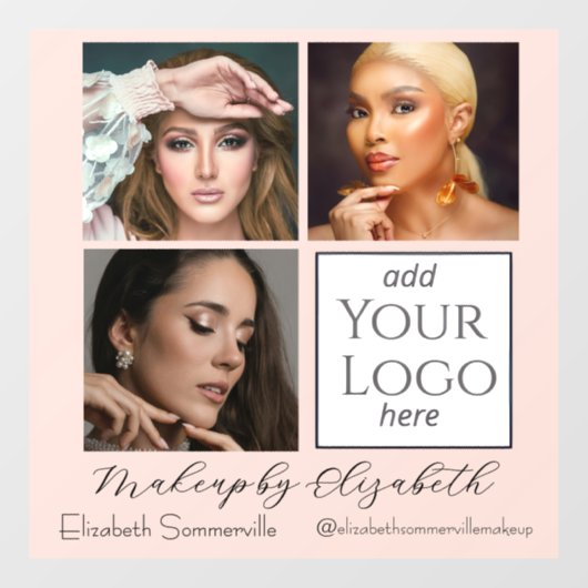 Rosa Schrift-Logo-Foto-Makeup-Studio Fensteraufkleber (Blatt)