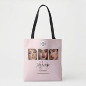 Rosa Schrift-Logo-Foto-Makeup-Studio Tasche (Vorderseite)
