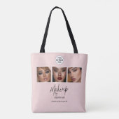 Rosa Schrift-Logo-Foto-Makeup-Studio Tasche (Rückseite)