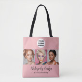 Rosa Schrift-Logo-Foto-Makeup-Studio Tasche (Vorderseite)
