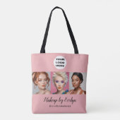 Rosa Schrift-Logo-Foto-Makeup-Studio Tasche (Rückseite)