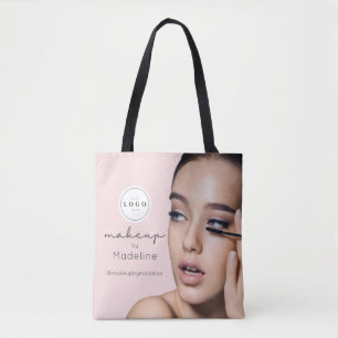 Rosa Schrift-Logo Foto-Makeup-Studio Tasche