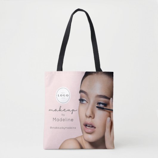 Rosa Schrift-Logo Foto-Makeup-Studio Tasche (Vorderseite)