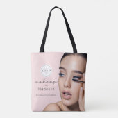 Rosa Schrift-Logo Foto-Makeup-Studio Tasche (Rückseite)
