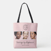 Rosa Schrift-Logo-Foto-Makeup-Studio Tasche (Rückseite)