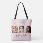 Rosa Schrift-Logo-Foto-Makeup-Studio Tasche (Rückseite)