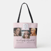 Rosa Schrift-Logo-Foto-Makeup-Studio Tasche (Rückseite)