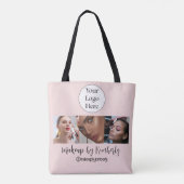 Rosa Schrift-Logo-Foto-Makeup-Studio Tasche (Rückseite)