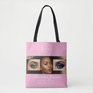 Rosa Schrift-Logo-Foto-Makeup-Studio Tasche