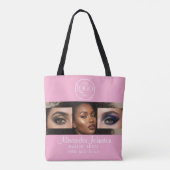 Rosa Schrift-Logo-Foto-Makeup-Studio Tasche (Rückseite)