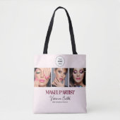 Rosa Schrift-Logo-Foto-Makeup-Studio Tasche (Vorderseite)