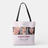 Rosa Schrift-Logo-Foto-Makeup-Studio Tasche (Rückseite)