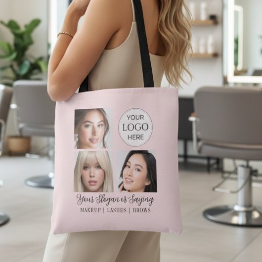 Rosa Schrift-Logo-Foto-Makeup-Studio Tasche