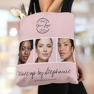 Rosa Schrift-Logo-Foto-Makeup-Studio Tasche