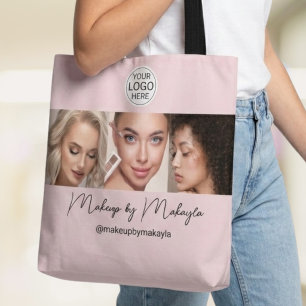 Rosa Schrift-Logo-Foto-Makeup-Studio Tasche