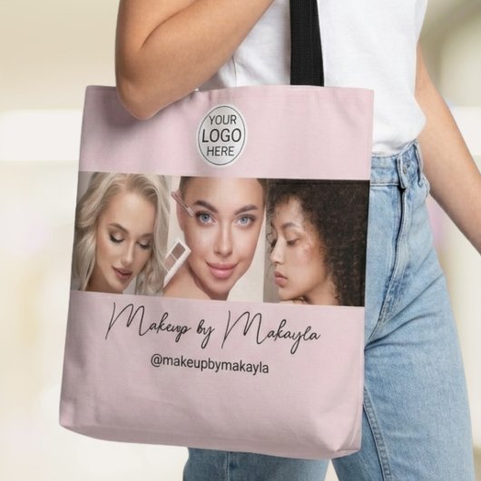 Rosa Schrift-Logo-Foto-Makeup-Studio Tasche