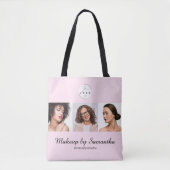 Rosa Schrift-Logo-Foto-Makeup-Studio Tasche (Vorderseite)