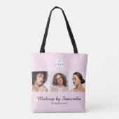 Rosa Schrift-Logo-Foto-Makeup-Studio Tasche (Rückseite)