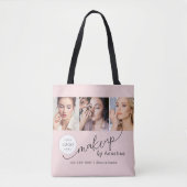 Rosa Schrift-Logo-Foto-Makeup-Studio Tasche (Vorderseite)