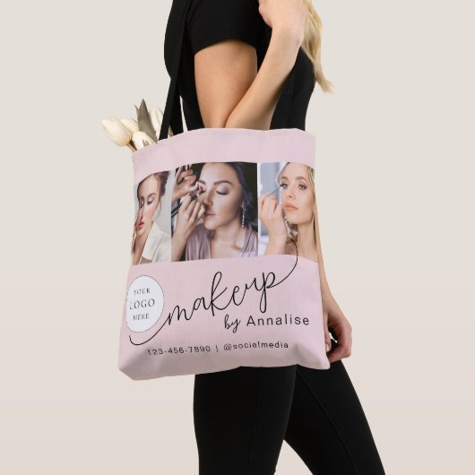 Rosa Schrift-Logo-Foto-Makeup-Studio Tasche (Von Nahem)