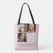Rosa Schrift-Logo-Foto-Makeup-Studio Tasche (Rückseite)