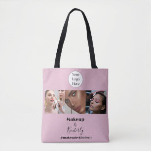 Rosa Schrift-Logo Foto-Makeup-Studio Tasche