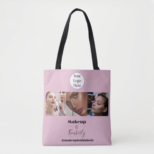 Rosa Schrift-Logo Foto-Makeup-Studio Tasche (Vorderseite)