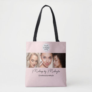 Rosa Schrift-Logo-Foto-Makeup-Studio Tasche