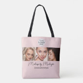 Rosa Schrift-Logo-Foto-Makeup-Studio Tasche (Rückseite)