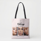 Rosa Schrift-Logo-Foto-Makeup-Studio Tasche (Vorderseite)