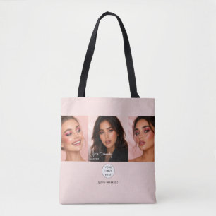 Rosa Schrift-Logo-Foto-Makeup-Studio Tasche