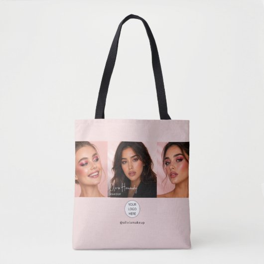 Rosa Schrift-Logo-Foto-Makeup-Studio Tasche (Vorderseite)