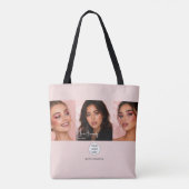 Rosa Schrift-Logo-Foto-Makeup-Studio Tasche (Rückseite)