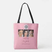 Rosa Schrift-Logo-Foto-Makeup-Studio Tasche (Rückseite)