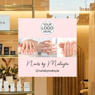 Rosa Schrift-Logo Foto Nagelstudio Fensteraufkleber