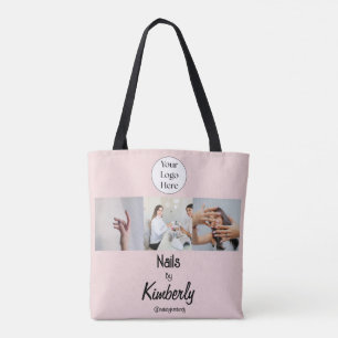 Rosa Schrift-Logo Foto Nagelstudio Tasche
