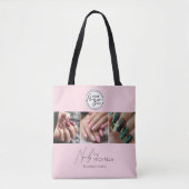 Rosa Schrift-Logo Foto Nagelstudio Tasche (Vorderseite)