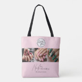 Rosa Schrift-Logo Foto Nagelstudio Tasche (Rückseite)
