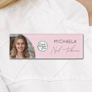 Rosa Schrift-Logo Foto Nageltechnikerin Namenschild