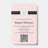 Rosa Schrift-Logo-Foto-QR-Code-Makeup Ausweis (Rückseite)