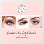 Rosa Schrift-Logo Foto Wimpern Studio Fensteraufkleber (Blatt)