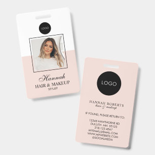 Rosa Schrift-Logo Haar Foto Make-up Ausweis